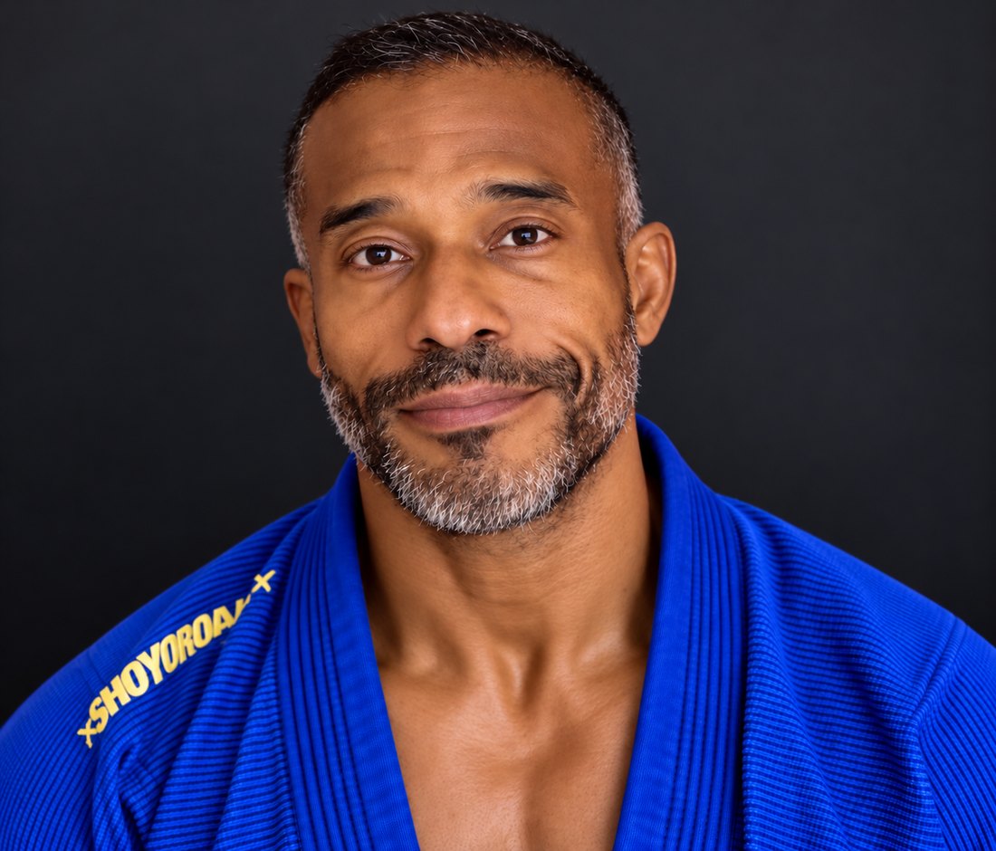Julio Rivera in a blue jiu jitsu gi